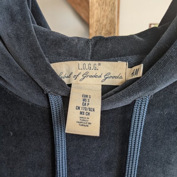 Velvet Teal Hoodie Sweatshirt LOGG H&M Men sz Sm - Picture 6 of 6